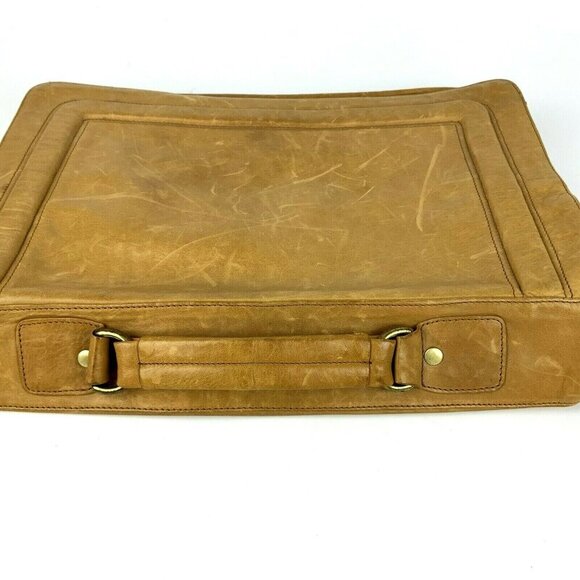 Vintage Shafmaster Leather Briefcase Tan With Shoulder Strap & Organizer Pockets - Picture 4 of 12